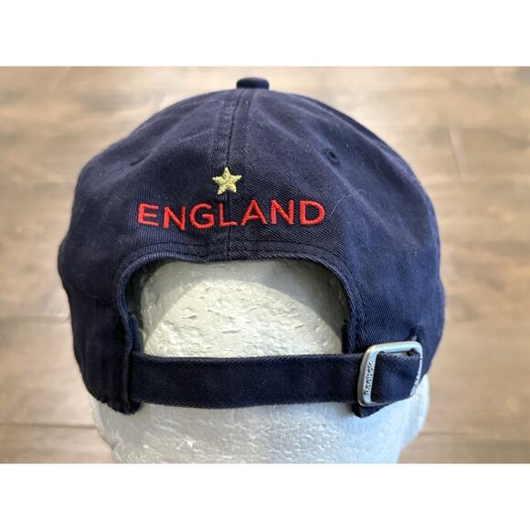 Vtg Reebok Mens Navy England Flag Patch Adjustable Strapback Hat Baseball Cap - Picture 5 of 8
